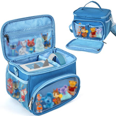 Kowenlic blue Storybook carry case keeps toys visible and accessible for kids