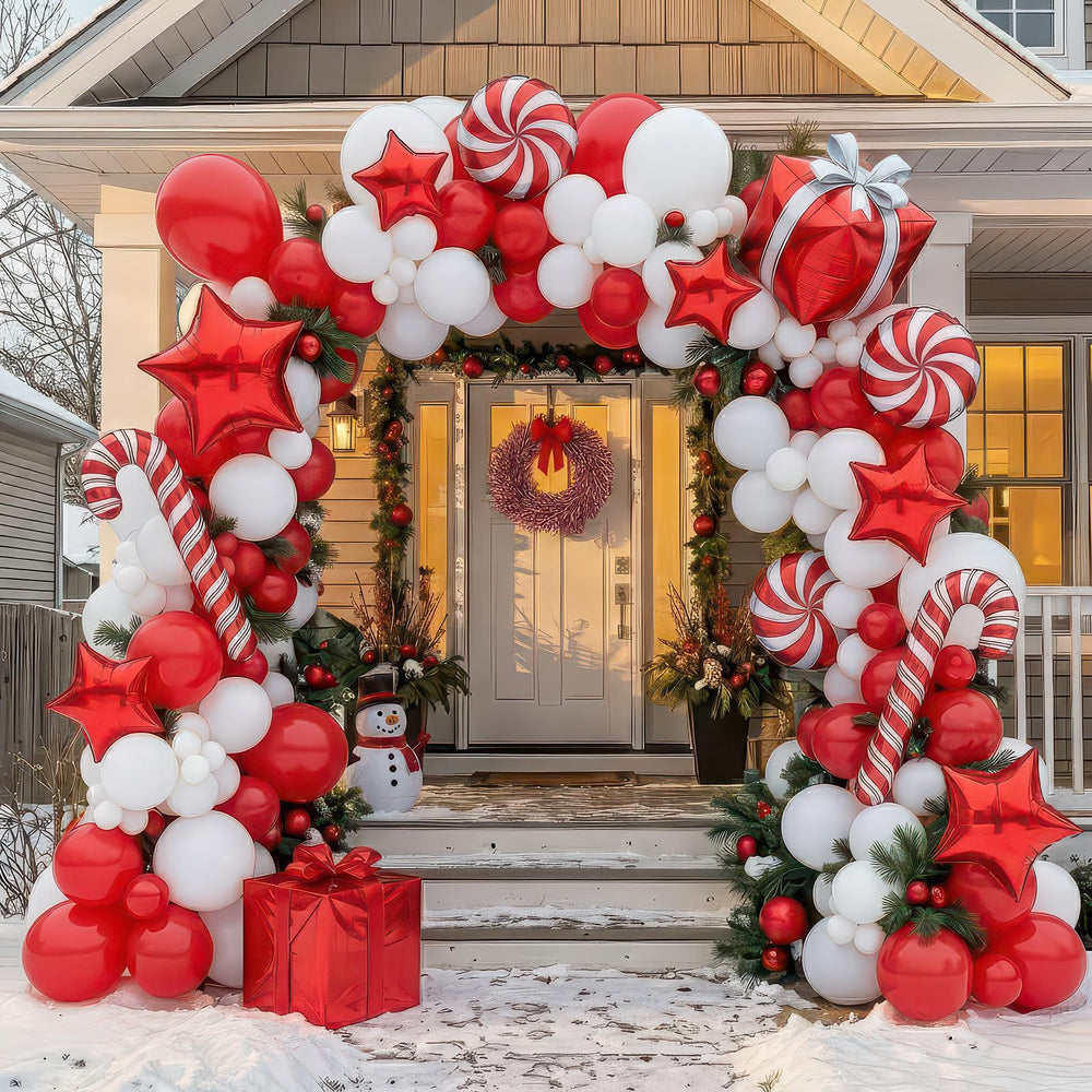 Kozee winter christmas arch kit full setup creates a festive arch backdrop.