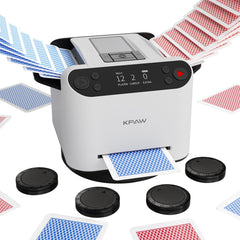 KPAW automatic card shuffler front view showing compact home-game design