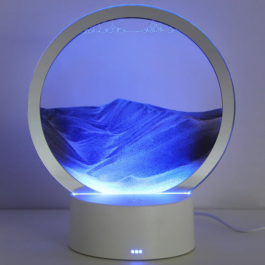 KPNUWN Moving Sand Art black 6-inch front view, calming desk centerpiece.