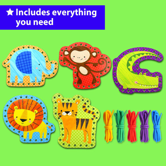 KRAFUN monkey lacing card to boost hand-eye coordination and creativity.