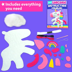 KRAFUN Unicorn Sewing Kit doll assembly with kid friendly steps.
