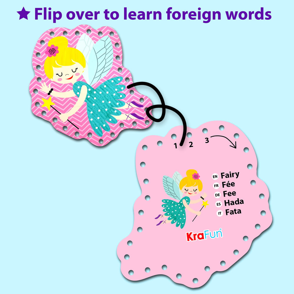 KRAFUN castle lacing card set supports early crafts and problem solving.