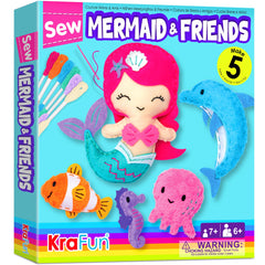 KRAFUN Mermaid dolls set for kids, perfect starter sewing project and imaginative play.