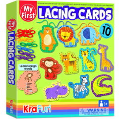 KRAFUN Safari Animal Lacing Kit box with materials for beginner crafting play.