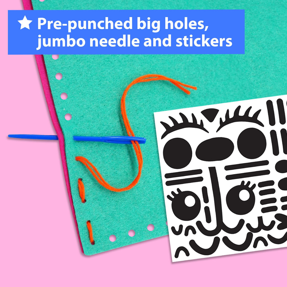 KRAFUN safe plastic needle tools for kid-friendly sewing.