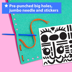 KRAFUN safe plastic needle tools for kid-friendly sewing.