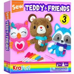KRAFUN sewing kit for kids with reusable box for organized crafts.