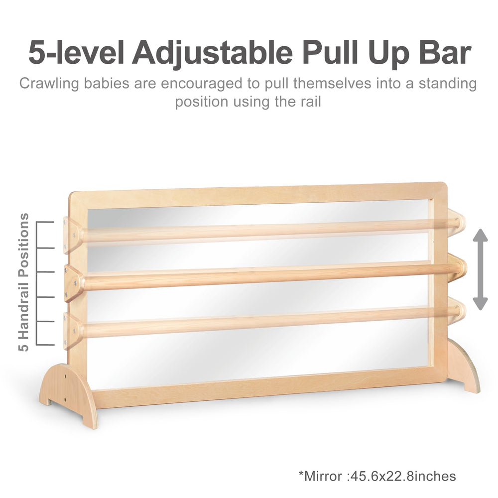 KRAND five-position handrail adapts to growing child for balance practice.