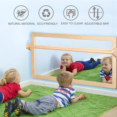 KRAND wall-mount mirror with pull-up bar for standing practice.