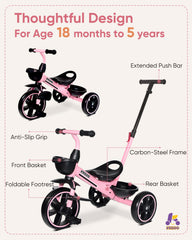 KRIDDO 2-in-1 toddler tricycle ideal for indoor and outdoor adventures