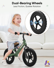 KRIDDO balance bike with flower plate under the seat for personalization.