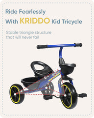 KRIDDO BPA-free matte paint ensures safe play on sturdy tricycle