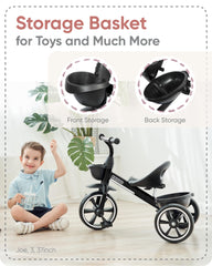 KRIDDO Kids Tricycle ergonomic seat for comfortable, age-appropriate seating.