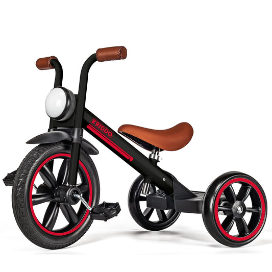 KRIDDO Kids Tricycle front light enhances low-light visibility for safer rides.