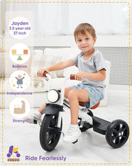 KRIDDO tricycle with front light improves visibility in low light.