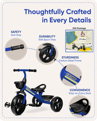 KRIDDO kids tricycle indoor-outdoor use offers versatile riding options