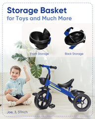 KRIDDO kids tricycle non-slip handle grips provide secure handling during play