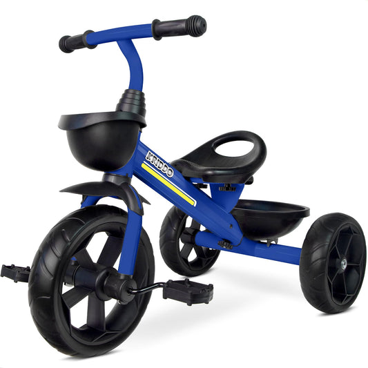 KRIDDO kids tricycle triangular design for stability helps toddlers learn balance