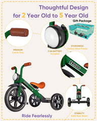 KRIDDO kids tricycle wide wheelbase increases stability during learning.