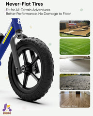 KRIDDO 12-inch all-terrain tires tackle tracks, grass, and indoor floors