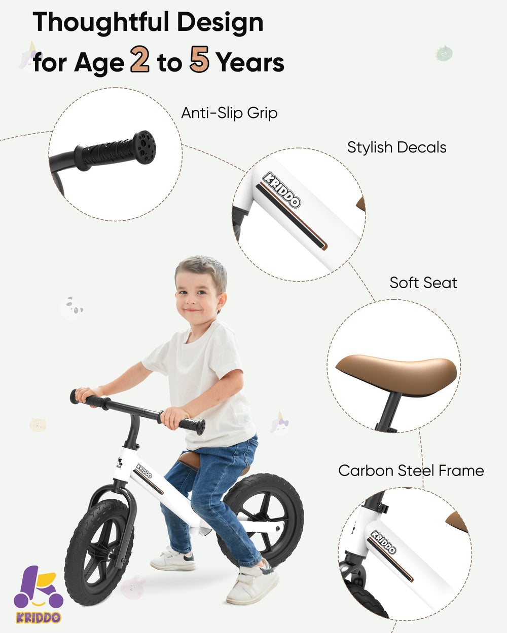 KRIDDO bike wheels with dual bearings for smoother gliding