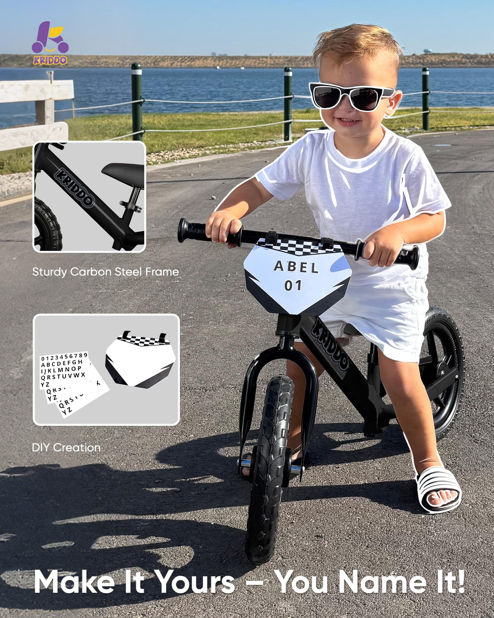 KRIDDO puncture-resistant tires improve stability on grass and sidewalks.