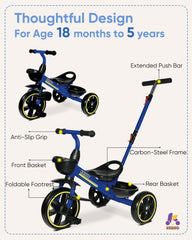 KRIDDO ergonomic seat and grips provide comfortable sit-and-go learning sessions.