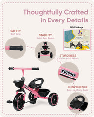 KRIDDO tricycle non-slip grips—secure hold during active learning.