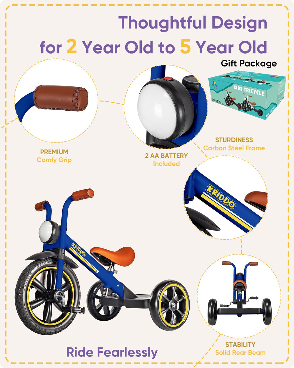KRIDDO triangular design adds stability while your child learns.