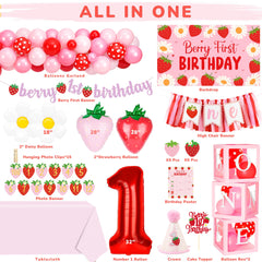 Kriyokiaa Strawberry backdrop sets a charming strawberry-themed scene for photos.