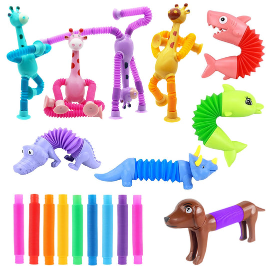 Kryfa telescopic pop tube animals for toddlers—tactile play on the go