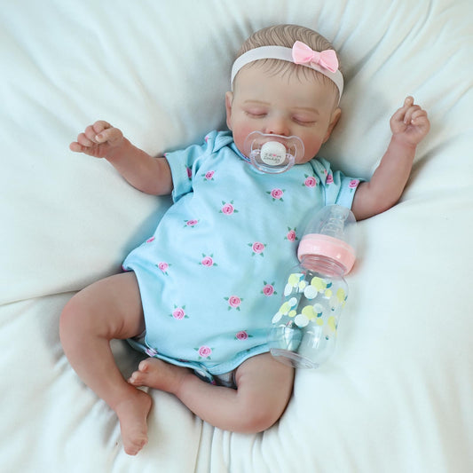 KSBD Rosalie 18-inch realistic reborn doll face close-up for lifelike imaginative play