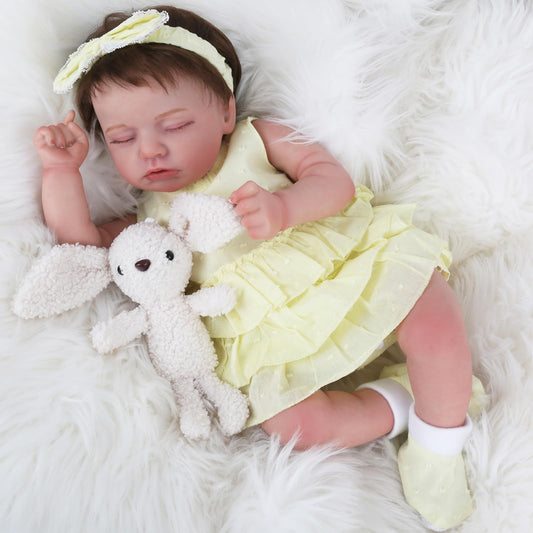 KSBD realistic reborn baby doll sleeping face for lifelike play and cuddling.