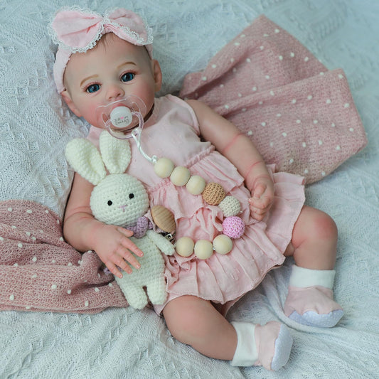 KSBD Realistic Reborn Doll 18in face details for lifelike playtime.