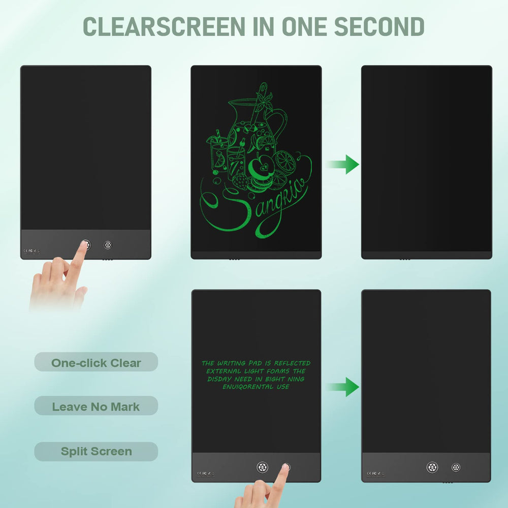 Ksequ LCD writing tablet in use as a digital notepad for ideas and reminders