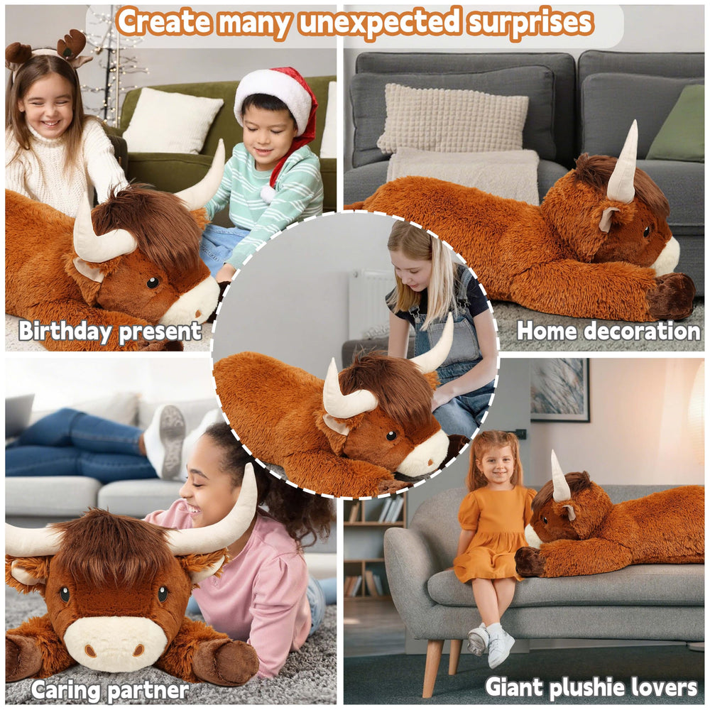 Ksidzas Highland cow plush gift-ready for birthdays and holidays.