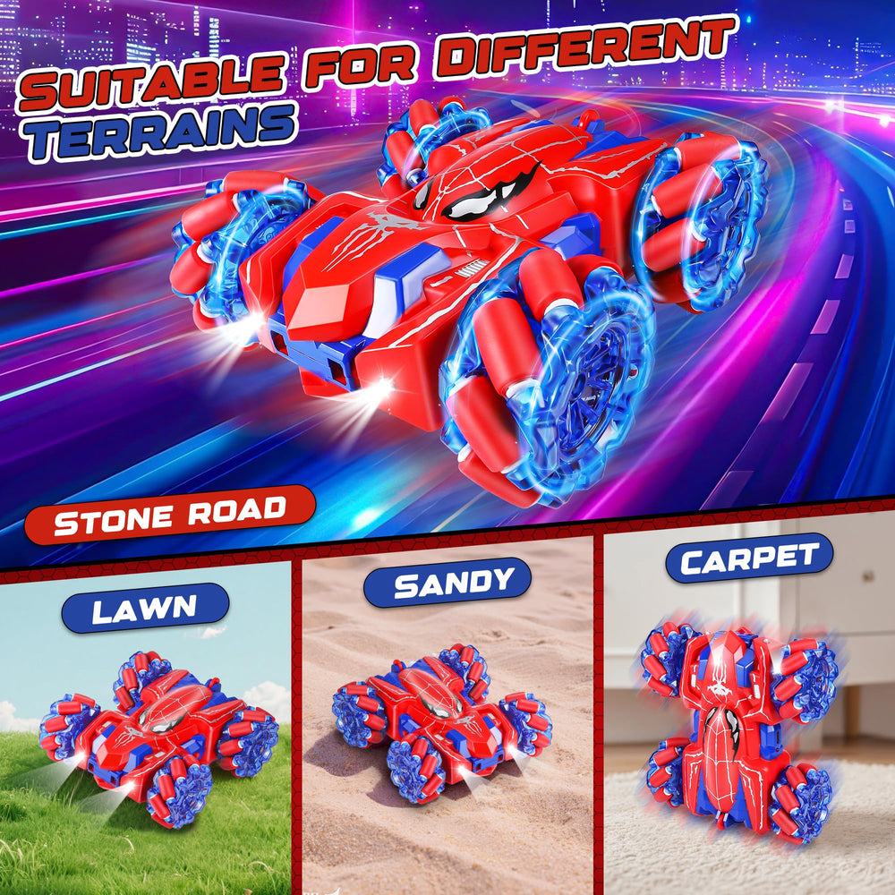 Kssvzz Spider RC Car LED headlights brighten night play.