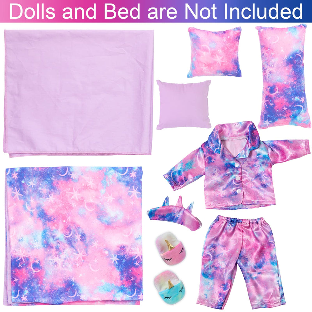 KT Fancy 18-inch doll coverlets create a cozy bed scene for dolls.