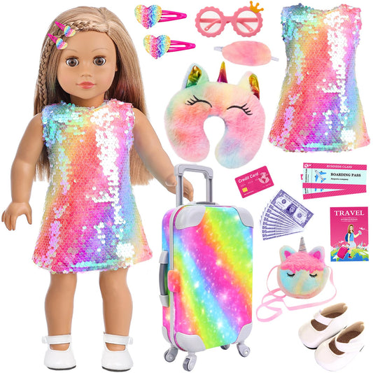 KT Fancy 18-inch doll suitcase for pretend trips.