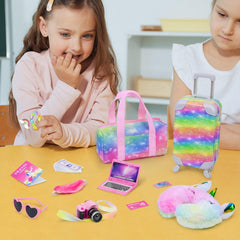 K.T. Fancy doll passport and tickets, enhances travel role-play.