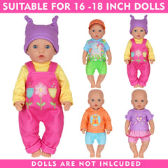 KT Fancy four-set outfits featuring heart pattern, supports creative dress-up for 16-18 inch dolls.