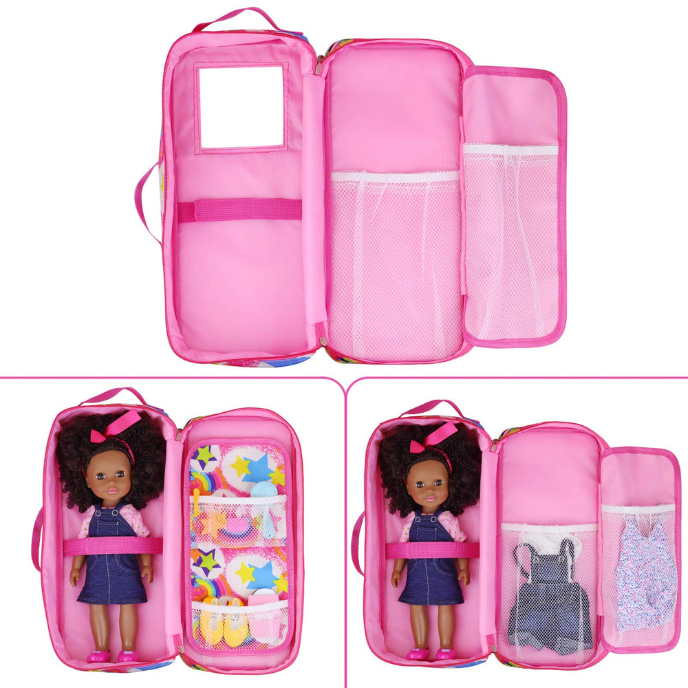 KT Fancy multi-pocket storage helps organize doll outfits and accessories