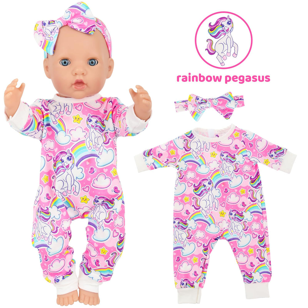K.T. Fancy yellow duck headband completes the playful doll outfit.