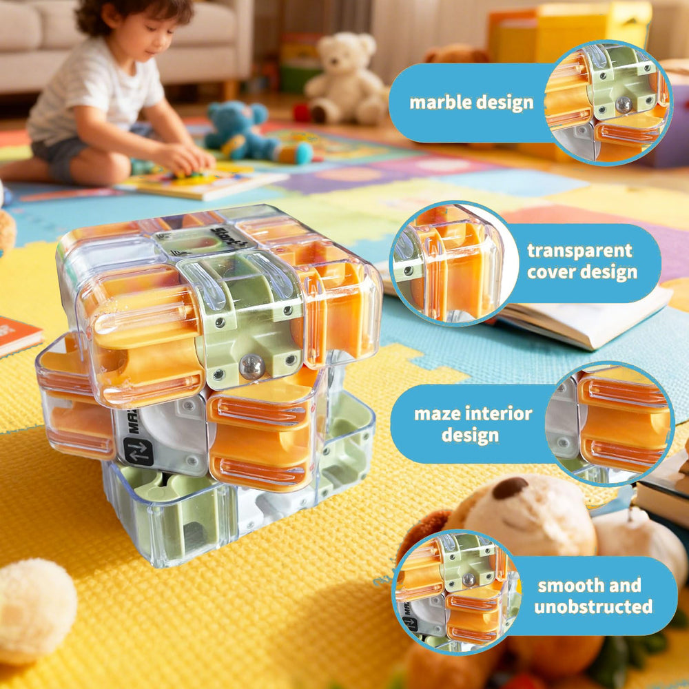 KTRCU handheld twist cube — side view showing ball navigating the track for concentration.