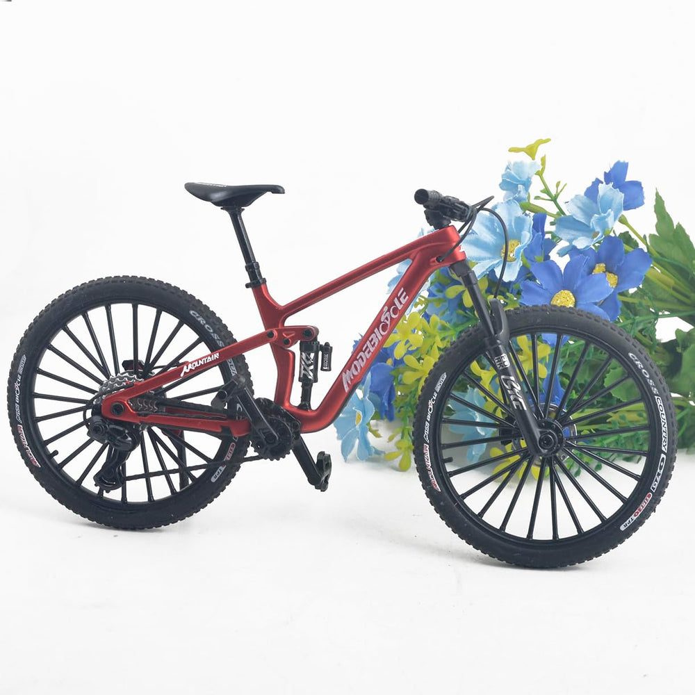 Kuasting 1:8 scale mountain bike model, red color highlight, eye-catching decor for bike lovers.