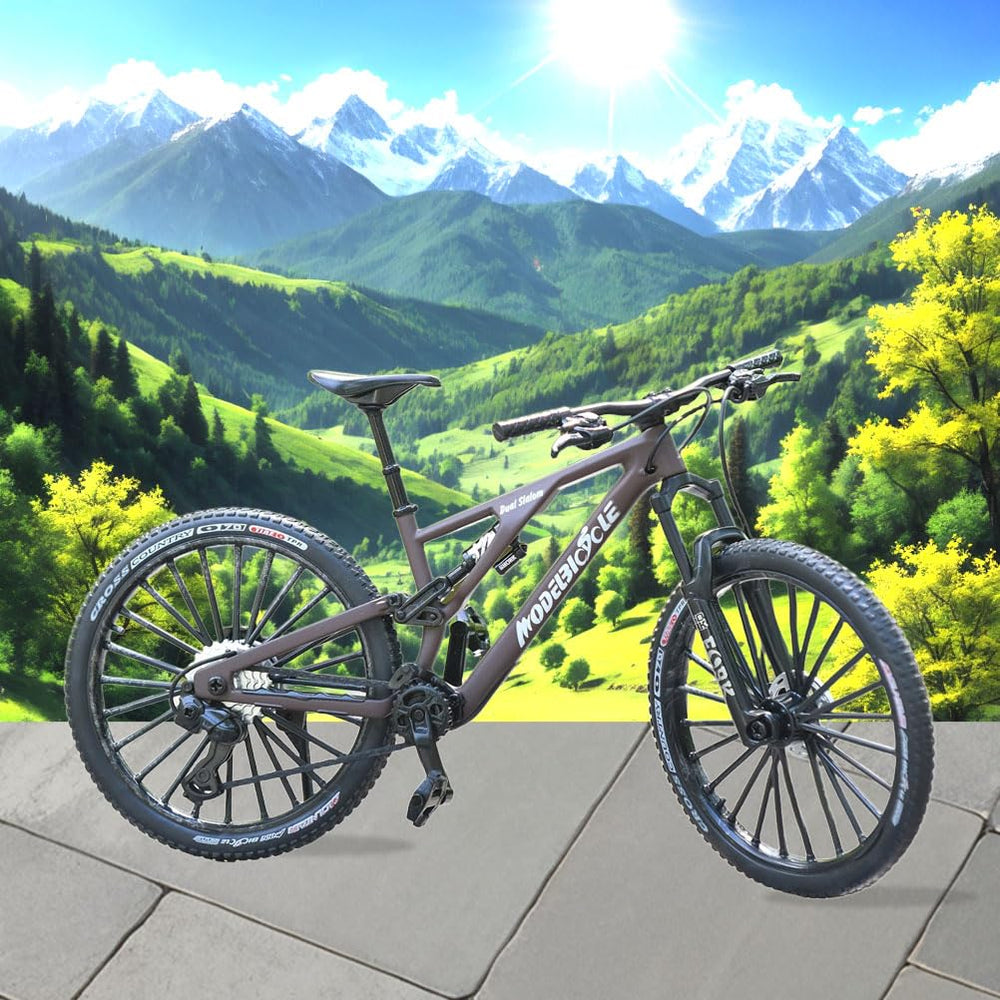 Kuasting 1:8 scale bike model front wheel shock absorbers add authentic detail.