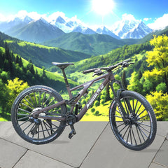 Kuasting 1:8 scale bike model front wheel shock absorbers add authentic detail.