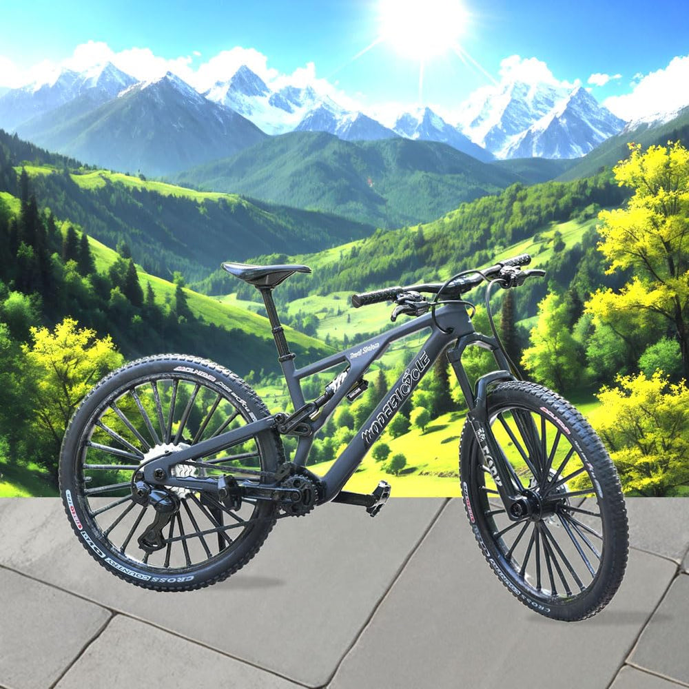 Kuasting 1:8 scale MTB stand-adjustment feature aids versatile display.