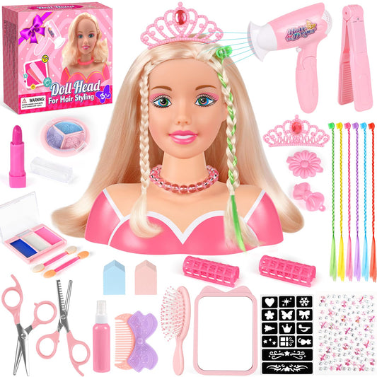 KUBUSFLY doll head styling set shown for creative pretend play and easy grip